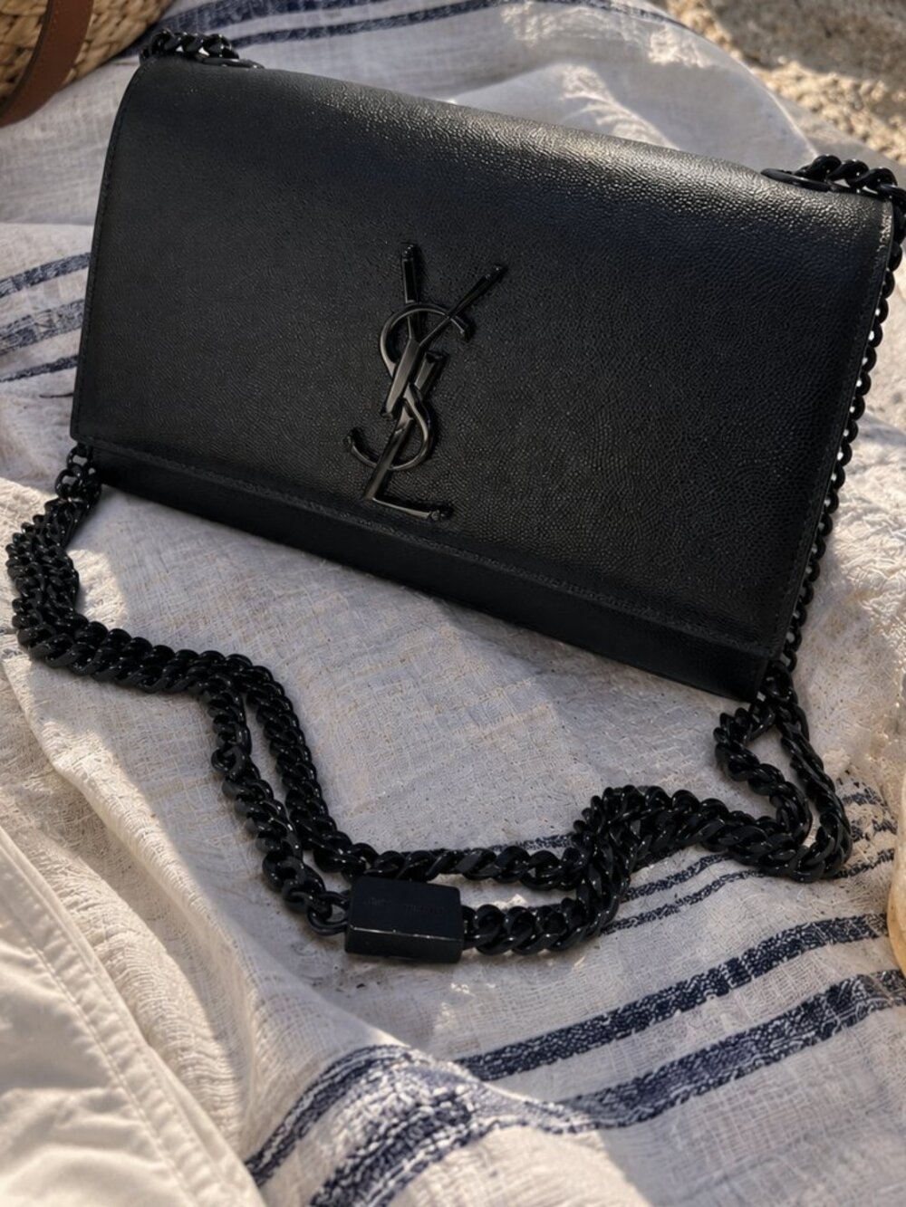 YSL Saint Laurent Monogram Black Leather Chain Crossbody Shoulder Bag with COA